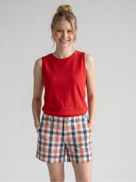 Levi’s California Pants - Levi’s California Plaid Cotton Stretch Shorts Red White Blue Casual Summer